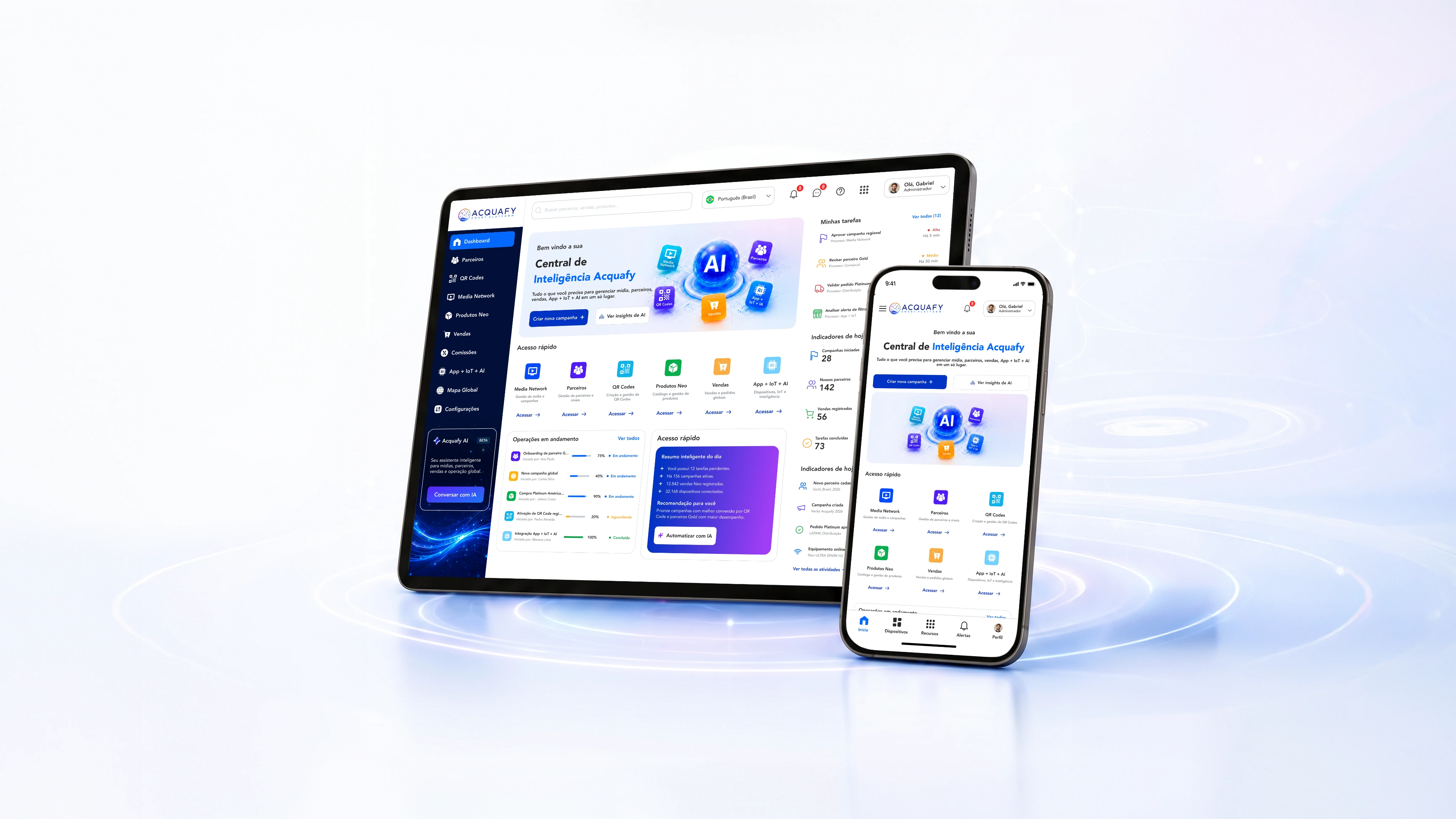 App Acquafy — tablet and smartphone
